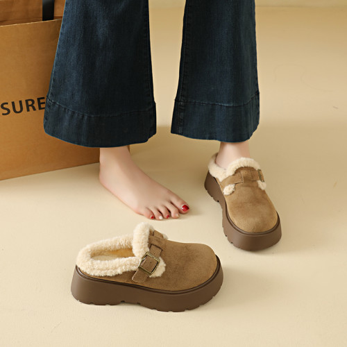 加絨包頭半拖鞋女外穿2025新款秋冬季一腳蹬棉拖厚底增高勃肯鞋子 加絨包頭半拖鞋女外穿2025新款秋冬季一腳蹬棉拖厚底增高勃肯鞋子