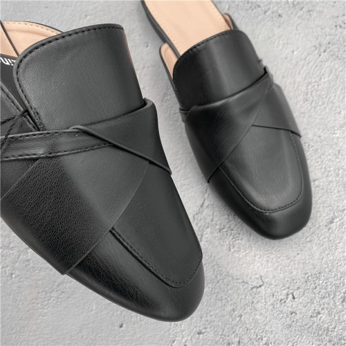 包頭半拖鞋女外穿2025新款方頭平跟涼鞋無後跟懶人平底穆勒鞋 包頭半拖鞋女外穿2025新款方頭平跟涼鞋無後跟懶人平底穆勒鞋