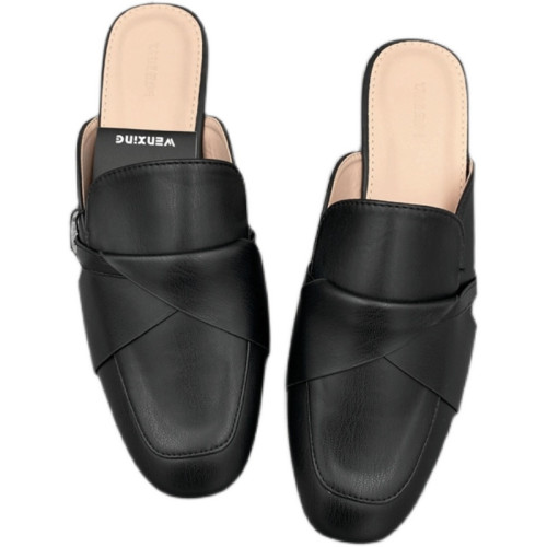 包頭半拖鞋女外穿2025新款方頭平跟涼鞋無後跟懶人平底穆勒鞋 包頭半拖鞋女外穿2025新款方頭平跟涼鞋無後跟懶人平底穆勒鞋