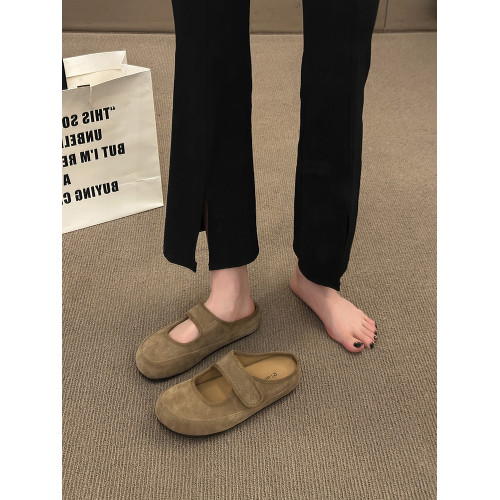 厚底勃肯鞋包頭半拖鞋女外穿2025春夏新款平底博肯半托瑪麗珍單鞋 厚底勃肯鞋包頭半拖鞋女外穿2025春夏新款平底博肯半托瑪麗珍單鞋