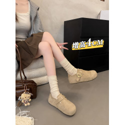 厚底內增高全包勃肯鞋女鞋2025新款秋冬一腳蹬加絨單鞋豆豆二棉鞋