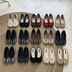 平底鞋單鞋女鞋子豆豆鞋法式鞋秋冬新款網紅豬蹄鞋分趾鞋穆勒鞋女