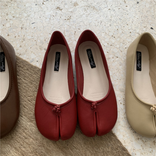 平底鞋單鞋女鞋子豆豆鞋法式鞋秋冬新款網紅豬蹄鞋分趾鞋穆勒鞋女