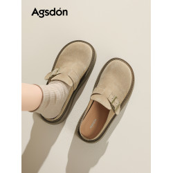 奧古獅登勃肯鞋女2025新款秋冬季厚底增高包頭半拖鞋子外穿孕婦爆