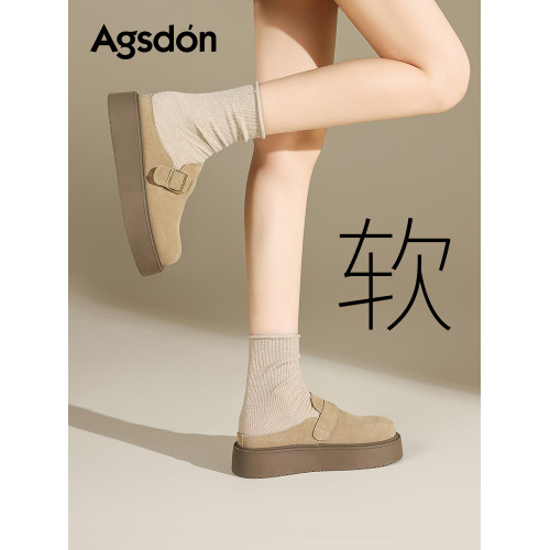 奧古獅登勃肯鞋女2025新款秋冬季厚底增高包頭半拖鞋子外穿孕婦爆