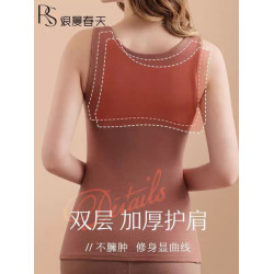秋冬塑身衣女免穿文胸束腰塑身美體強力收腹加厚德絨保暖背心內衣