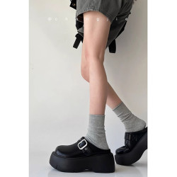 超火半拖鞋厚底黑色勃肯鞋女小個子厚底時尚百搭日系包頭拖鞋外穿