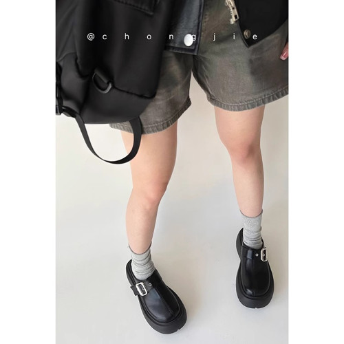 超火半拖鞋厚底黑色勃肯鞋女小個子厚底時尚百搭日系包頭拖鞋外穿 超火半拖鞋厚底黑色勃肯鞋女小個子厚底時尚百搭日系包頭拖鞋外穿