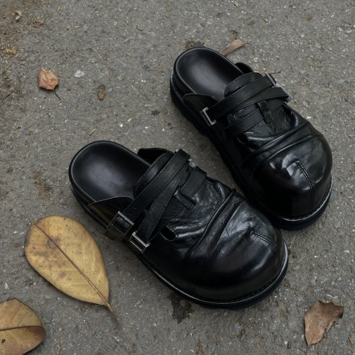 【水洗牛皮】男女同款復古厚底勃肯鞋女2025新款休閒外穿半拖拖鞋 【水洗牛皮】男女同款復古厚底勃肯鞋女2025新款休閒外穿半拖拖鞋