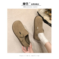 厚底勃肯鞋女鞋子2025新款春夏季一腳蹬單鞋全包醜萌博肯鞋豆豆鞋