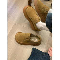 松糕厚底勃肯鞋一腳蹬女鞋子2025新款秋冬季復古樂福鞋博肯豆豆鞋