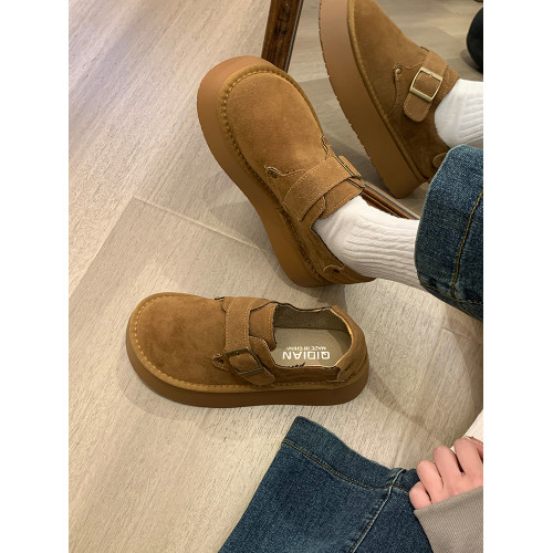 松糕厚底勃肯鞋一腳蹬女鞋子2025新款秋冬季復古樂福鞋博肯豆豆鞋 松糕厚底勃肯鞋一腳蹬女鞋子2025新款秋冬季復古樂福鞋博肯豆豆鞋