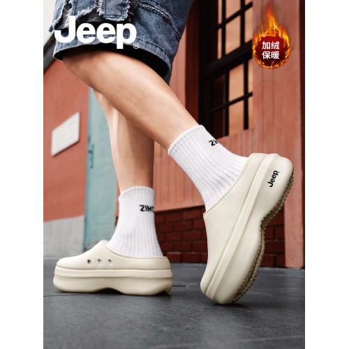 JEEP加絨廚師鞋女冬外穿棉拖2025新款棉鞋冬季加棉厚底洞洞棉拖鞋 JEEP加絨廚師鞋女冬外穿棉拖2025新款棉鞋冬季加棉厚底洞洞棉拖鞋