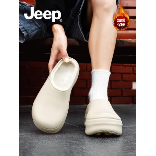 JEEP加絨廚師鞋女冬外穿棉拖2025新款棉鞋冬季加棉厚底洞洞棉拖鞋 JEEP加絨廚師鞋女冬外穿棉拖2025新款棉鞋冬季加棉厚底洞洞棉拖鞋