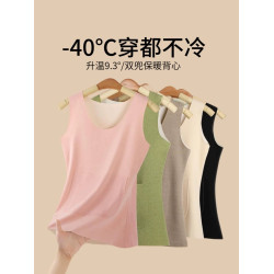 抖音同款加口袋雙兜保暖背心四季德絨薄款暖宮背心男女放暖寶防寒