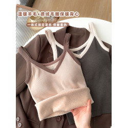 德絨加絨保暖背心女款2025新款女士美背內衣冬季打底自帶胸墊吊帶