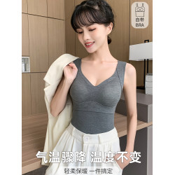 保暖背心女士帶聚攏胸墊內搭雙面加絨加厚內衣貼身無痕打底衫冬季