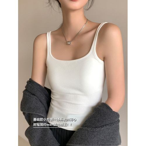 保暖背心內衣女款帶胸墊加絨髮熱吊帶2025新款秋冬內搭上衣打底衫 保暖背心內衣女款帶胸墊加絨髮熱吊帶2025新款秋冬內搭上衣打底衫