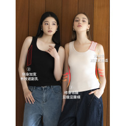 雙面德絨保暖背心女2025新款秋冬帶胸墊一體上衣加絨加厚打底內搭