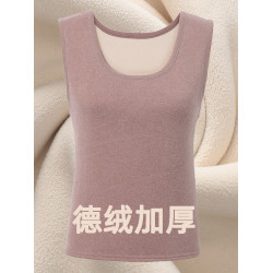 無痕德絨保暖背心女加絨加厚秋冬季大碼髮熱孕婦中老人雙面絨內衣