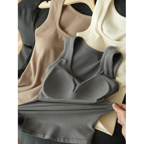 免穿文胸 320g一體bra女士保暖背心 雙面絨感方領內搭吊帶 秋冬款 免穿文胸 320g一體bra女士保暖背心 雙面絨感方領內搭吊帶 秋冬款