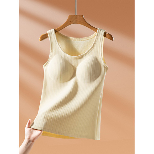 帶胸墊加厚保暖背心女冬季德絨防寒打底衫內搭加絨圓領吊帶上衣 帶胸墊加厚保暖背心女冬季德絨防寒打底衫內搭加絨圓領吊帶上衣