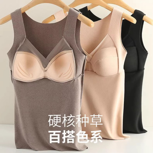 德絨保暖背心女2025冬季新款加絨內衣免穿文胸冬天帶胸墊一體大碼 德絨保暖背心女2025冬季新款加絨內衣免穿文胸冬天帶胸墊一體大碼
