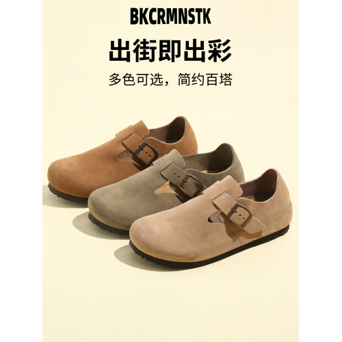 桑坡勃肯鞋全包男女同款真皮牛皮春夏休閒時尚軟木平底包頭博肯鞋 桑坡勃肯鞋全包男女同款真皮牛皮春夏休閒時尚軟木平底包頭博肯鞋