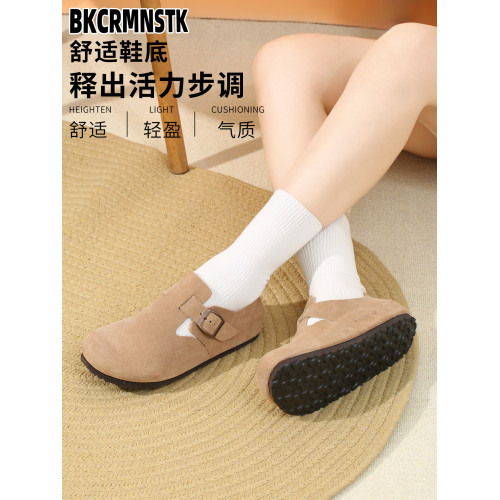 桑坡勃肯鞋全包男女同款真皮牛皮春夏休閒時尚軟木平底包頭博肯鞋 桑坡勃肯鞋全包男女同款真皮牛皮春夏休閒時尚軟木平底包頭博肯鞋