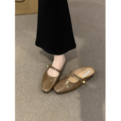 平底銀色包頭半拖鞋女夏外穿2025新款法式孕婦一腳蹬懶人穆勒單鞋