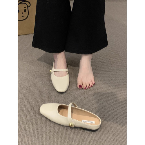 平底銀色包頭半拖鞋女夏外穿2025新款法式孕婦一腳蹬懶人穆勒單鞋