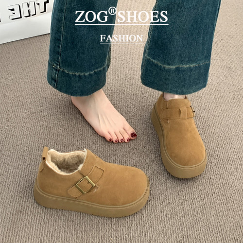 厚底加絨勃肯鞋女保暖雪地靴2025新款冬季一腳蹬樂福鞋低幫棉鞋子 厚底加絨勃肯鞋女保暖雪地靴2025新款冬季一腳蹬樂福鞋低幫棉鞋子