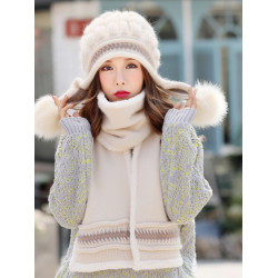 帽子女冬天韓版潮兔毛帽貝雷帽保暖針織毛線帽秋冬時尚新款護耳帽