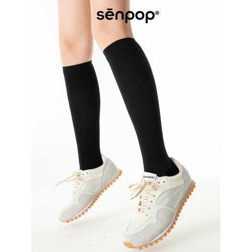 上森橙色壓力襪女瘦腿多巴胺高筒小腿長襪飛機健身飛機壓縮襪登山