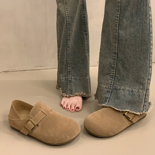 勃肯鞋半拖女2025新款秋冬平底防滑博肯單鞋一腳蹬兩穿包頭懶人鞋