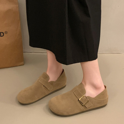 勃肯鞋半拖女2025新款秋冬平底防滑博肯單鞋一腳蹬兩穿包頭懶人鞋