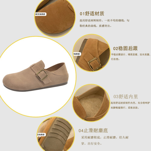 勃肯鞋半拖女2025新款秋冬平底防滑博肯單鞋一腳蹬兩穿包頭懶人鞋