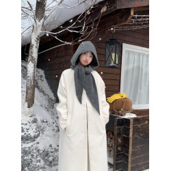 升級款~冬季高級感紅色羊毛帽子圍巾一體保暖韓系巴拉克拉法帽女