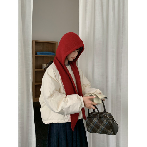 升級款~冬季高級感紅色羊毛帽子圍巾一體保暖韓系巴拉克拉法帽女 升級款~冬季高級感紅色羊毛帽子圍巾一體保暖韓系巴拉克拉法帽女