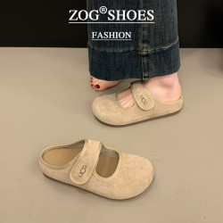 包頭半拖鞋女外穿2025新款春秋季厚底勃肯鞋女一腳蹬懶人博肯拖鞋