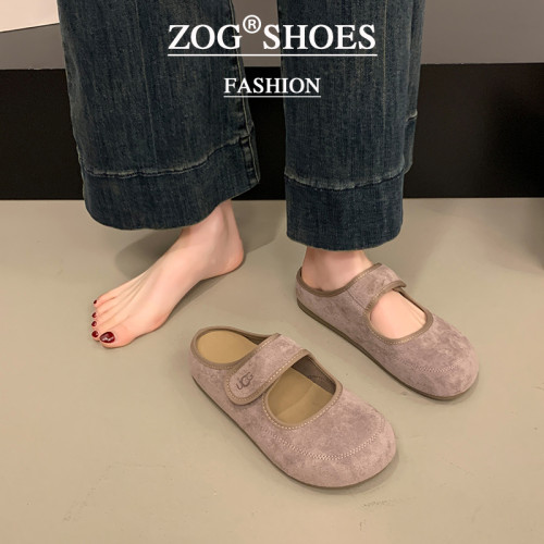 包頭半拖鞋女外穿2025新款春秋季厚底勃肯鞋女一腳蹬懶人博肯拖鞋