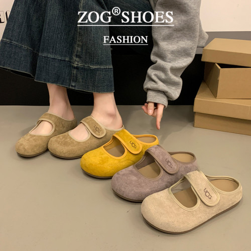 包頭半拖鞋女外穿2025新款春秋季厚底勃肯鞋女一腳蹬懶人博肯拖鞋