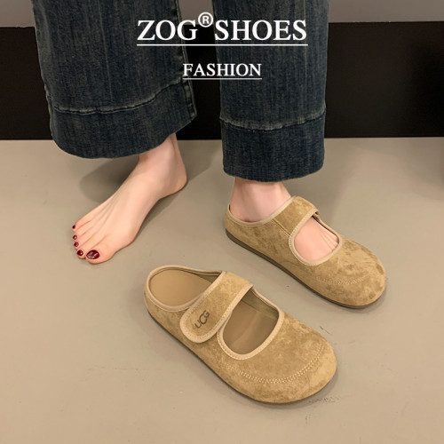 包頭半拖鞋女外穿2025新款春秋季厚底勃肯鞋女一腳蹬懶人博肯拖鞋