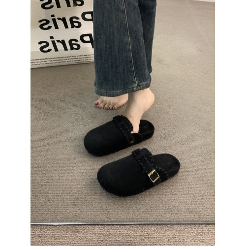 厚底灰色勃肯鞋包頭毛毛拖鞋女外穿2025新款秋冬一腳蹬半拖棉拖鞋 厚底灰色勃肯鞋包頭毛毛拖鞋女外穿2025新款秋冬一腳蹬半拖棉拖鞋