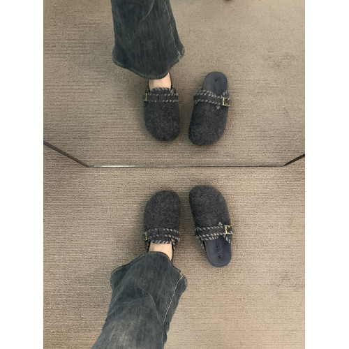 厚底灰色勃肯鞋包頭毛毛拖鞋女外穿2025新款秋冬一腳蹬半拖棉拖鞋 厚底灰色勃肯鞋包頭毛毛拖鞋女外穿2025新款秋冬一腳蹬半拖棉拖鞋