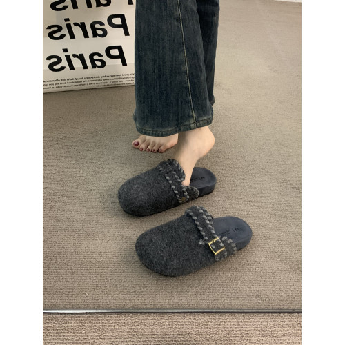 厚底灰色勃肯鞋包頭毛毛拖鞋女外穿2025新款秋冬一腳蹬半拖棉拖鞋 厚底灰色勃肯鞋包頭毛毛拖鞋女外穿2025新款秋冬一腳蹬半拖棉拖鞋