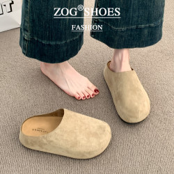 增高厚底勃肯鞋女2025新款包頭半拖鞋女春秋季外穿一腳蹬懶人鞋子