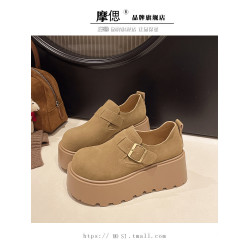 厚底增高勃肯鞋女鞋子2025新款春秋季小個子樂福鞋醜萌一腳蹬單鞋