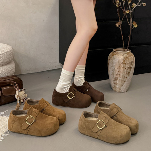 厚底內增高加絨勃肯鞋女2025秋冬新款一腳蹬醜萌大頭全包博肯棉鞋 厚底內增高加絨勃肯鞋女2025秋冬新款一腳蹬醜萌大頭全包博肯棉鞋