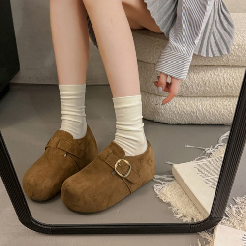 厚底內增高加絨勃肯鞋女2025秋冬新款一腳蹬醜萌大頭全包博肯棉鞋 厚底內增高加絨勃肯鞋女2025秋冬新款一腳蹬醜萌大頭全包博肯棉鞋